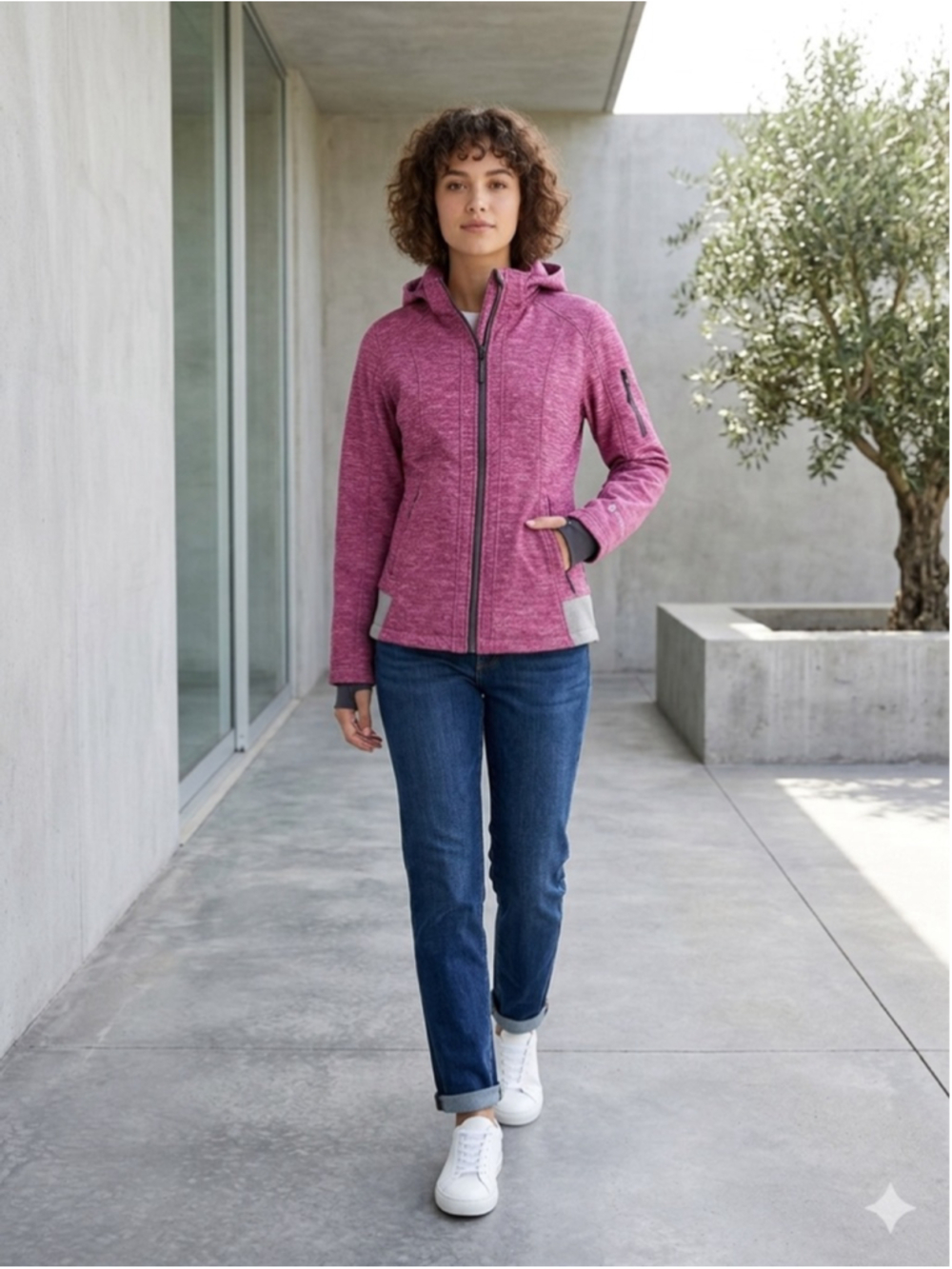Free Country Women's Softshell Jacket Fleece Lined Hood Small
